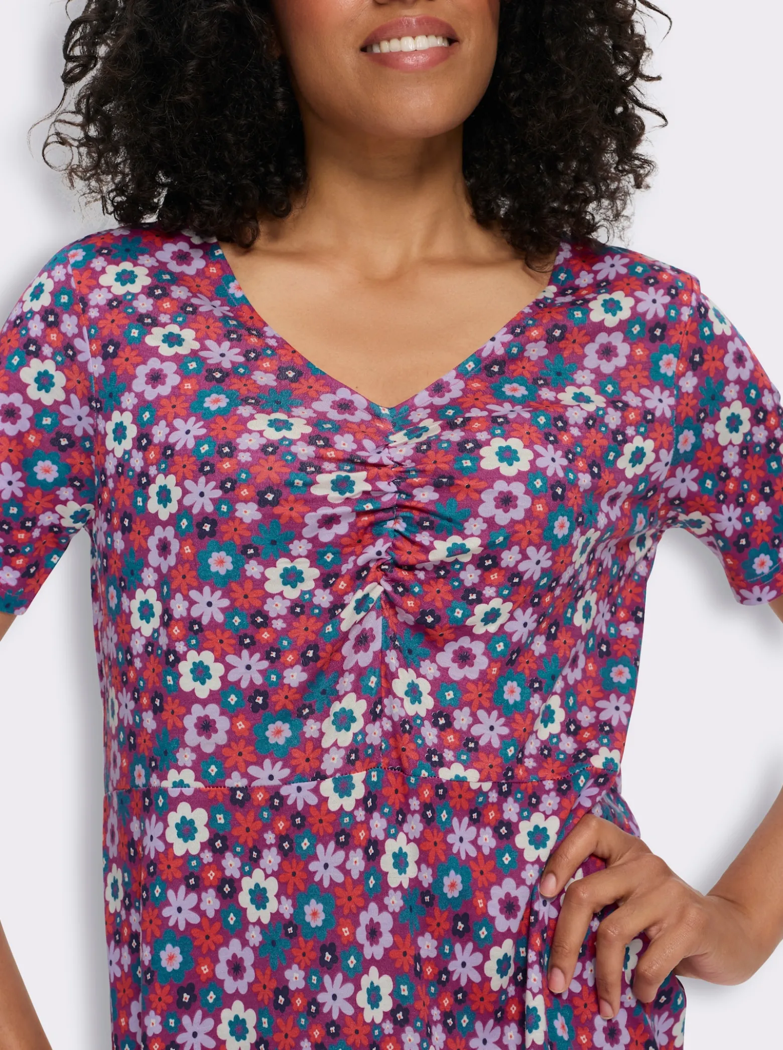 A-Linien-Kleid mit Raffungen vorne