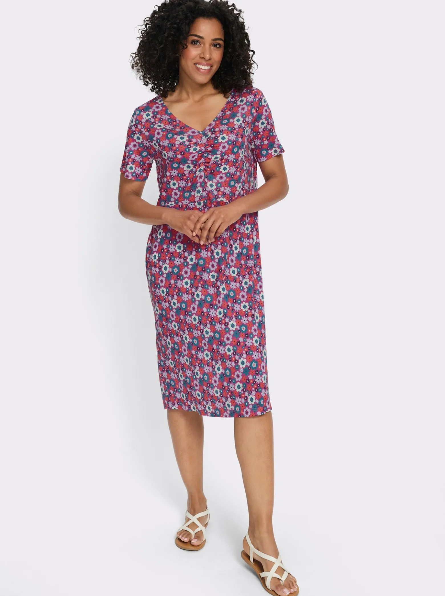 A-Linien-Kleid mit Raffungen vorne