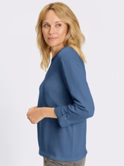 3/4-Arm-Pullover aus reiner Baumwolle