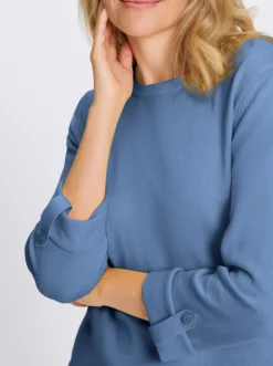 3/4-Arm-Pullover aus reiner Baumwolle