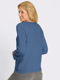 3/4-Arm-Pullover aus reiner Baumwolle
