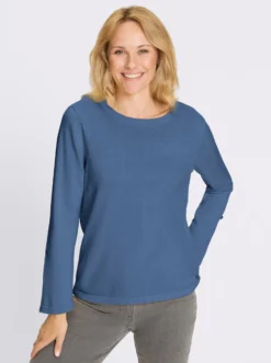 3/4-Arm-Pullover aus reiner Baumwolle