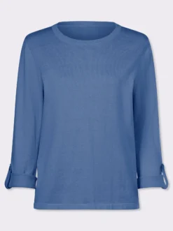 3/4-Arm-Pullover aus reiner Baumwolle