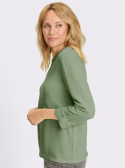 3/4-Arm-Pullover aus reiner Baumwolle