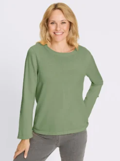3/4-Arm-Pullover aus reiner Baumwolle