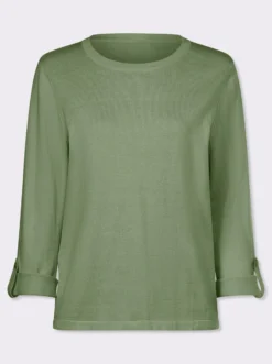 3/4-Arm-Pullover aus reiner Baumwolle