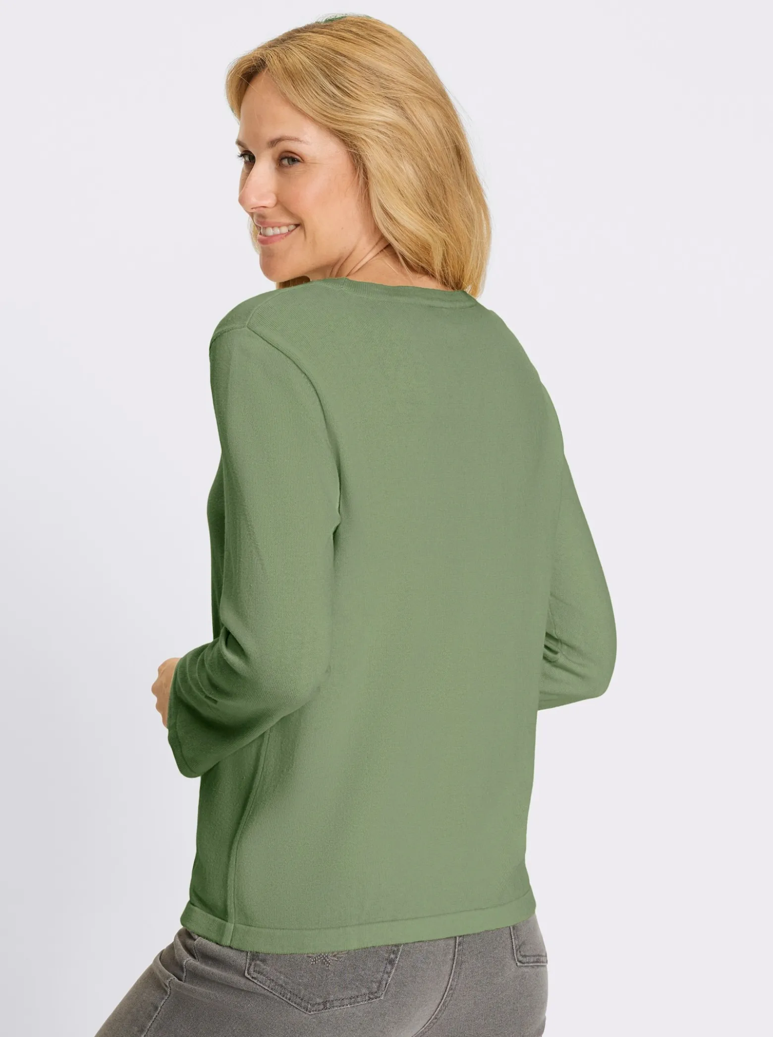 3/4-Arm-Pullover aus reiner Baumwolle