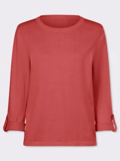 3/4-Arm-Pullover aus reiner Baumwolle