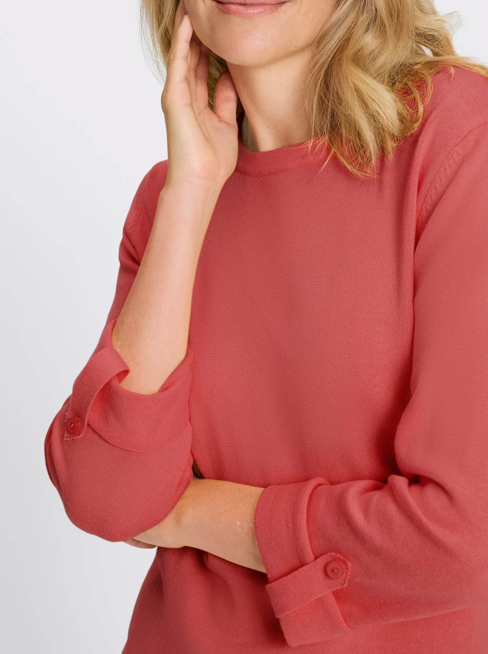 3/4-Arm-Pullover aus reiner Baumwolle