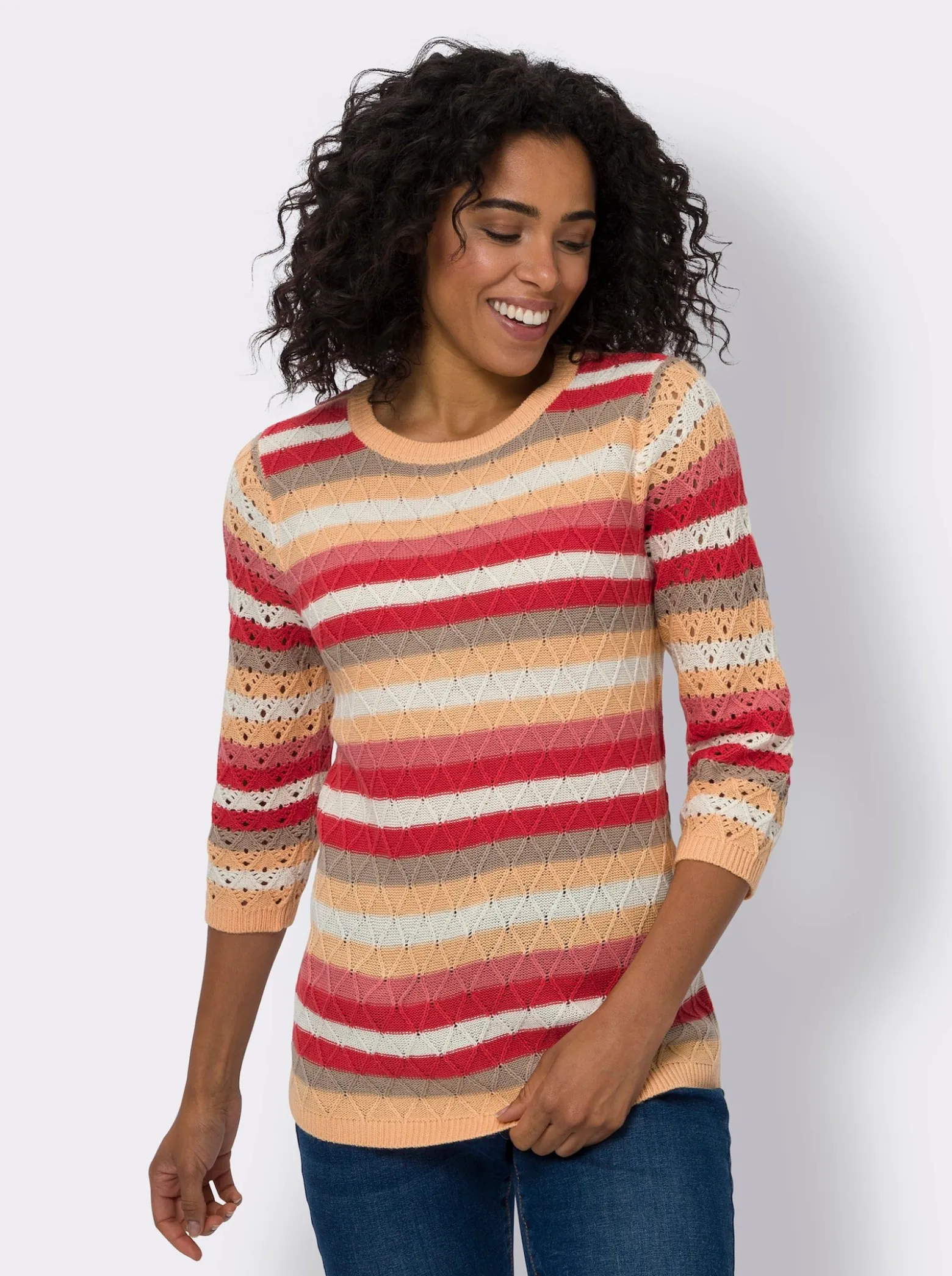 3/4-Arm-Pullover im Ringel-Dessin
