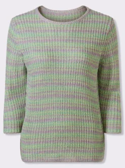 3/4-Arm-Pullover in Grobstrick-Optik