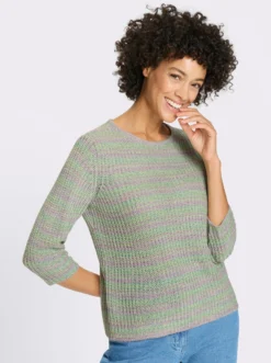 3/4-Arm-Pullover in Grobstrick-Optik