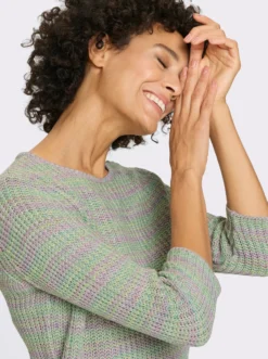 3/4-Arm-Pullover in Grobstrick-Optik