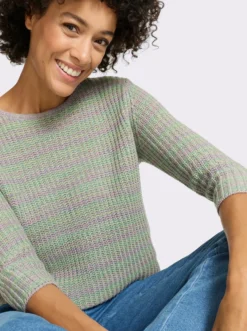 3/4-Arm-Pullover in Grobstrick-Optik