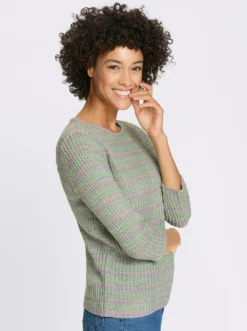 3/4-Arm-Pullover in Grobstrick-Optik