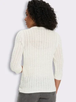 3/4-Arm-Pullover mit Ajour-Muster