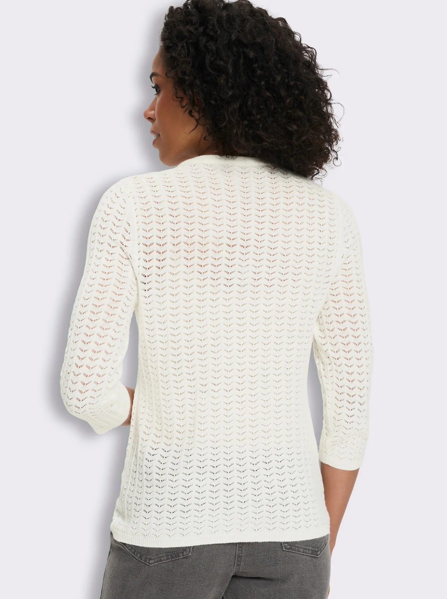 3/4-Arm-Pullover mit Ajour-Muster