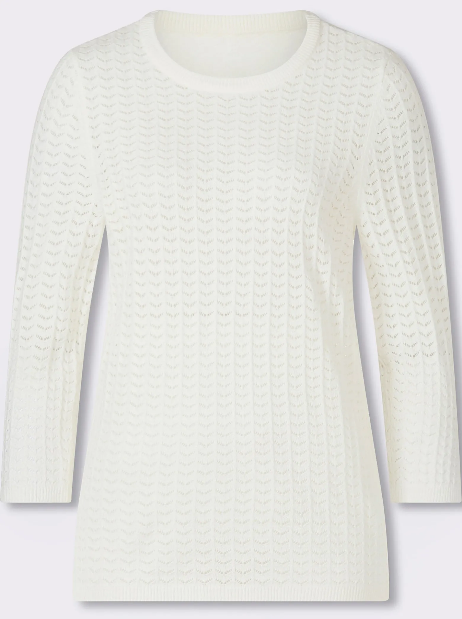 3/4-Arm-Pullover mit Ajour-Muster