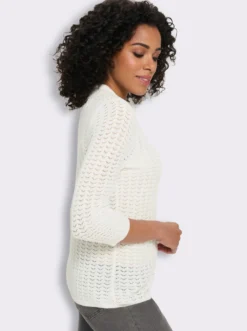 3/4-Arm-Pullover mit Ajour-Muster