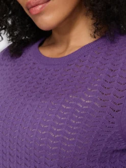3/4-Arm-Pullover mit Ajour-Muster