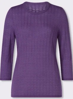 3/4-Arm-Pullover mit Ajour-Muster