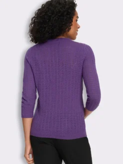 3/4-Arm-Pullover mit Ajour-Muster