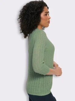 3/4-Arm-Pullover mit Ajour-Muster