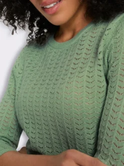 3/4-Arm-Pullover mit Ajour-Muster