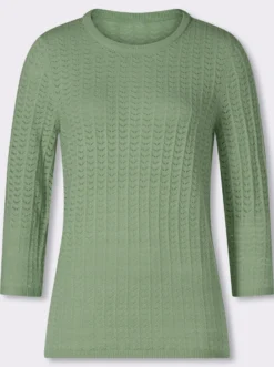3/4-Arm-Pullover mit Ajour-Muster