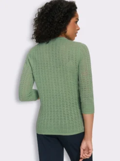3/4-Arm-Pullover mit Ajour-Muster