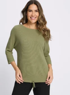 3/4-Arm-Pullover mit Fledermaus-Ärmeln