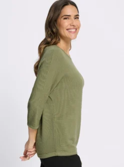 3/4-Arm-Pullover mit Fledermaus-Ärmeln