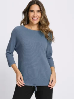 3/4-Arm-Pullover mit Fledermaus-Ärmeln