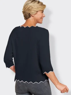 3/4-Arm-Pullover mit gewellten Abschlüssen