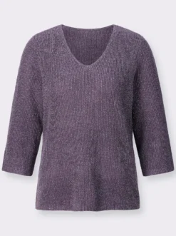 3/4-Arm-Pullover mit Glanzgarnen