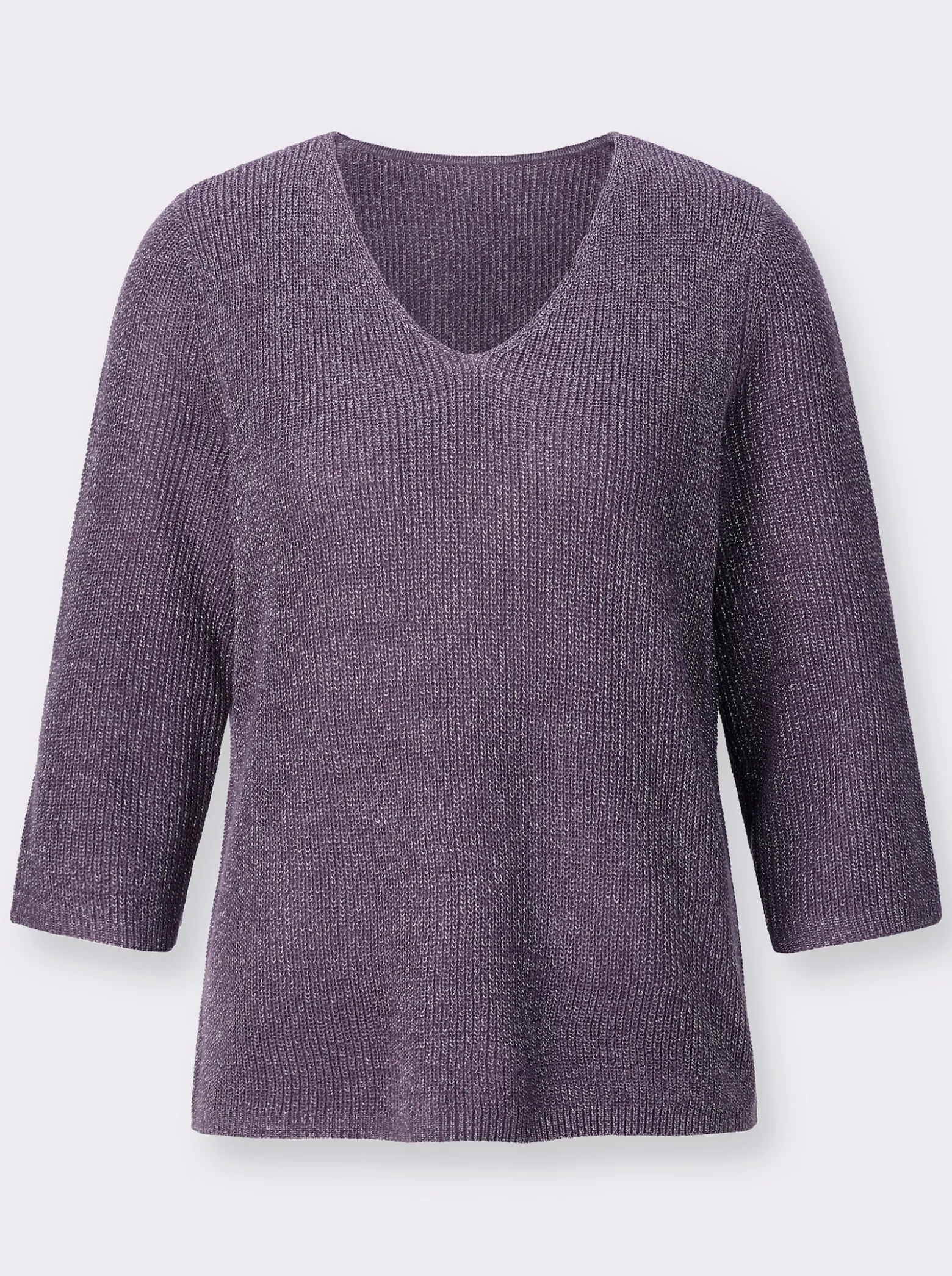 3/4-Arm-Pullover mit Glanzgarnen