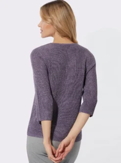 3/4-Arm-Pullover mit Glanzgarnen