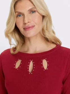 3/4-Arm-Pullover mit Glitzersteinchen