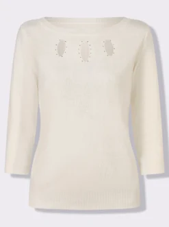 3/4-Arm-Pullover mit Glitzersteinchen