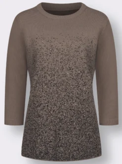 3/4-Arm-Pullover mit Glitzersteinchen