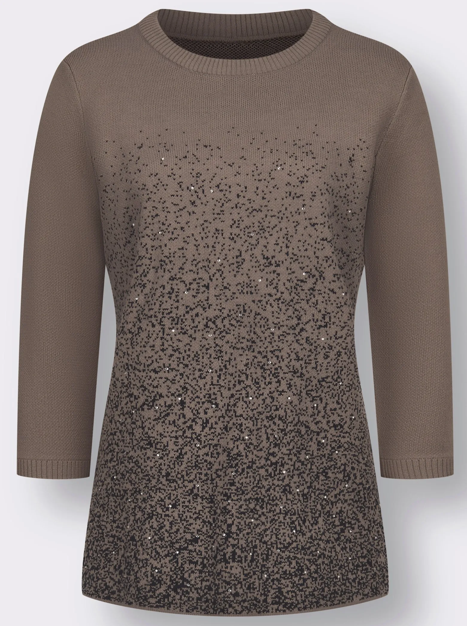 3/4-Arm-Pullover mit Glitzersteinchen