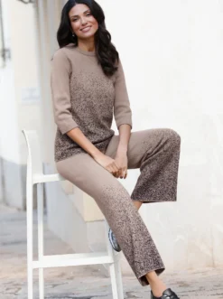 3/4-Arm-Pullover mit Glitzersteinchen