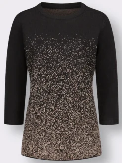 3/4-Arm-Pullover mit Glitzersteinchen
