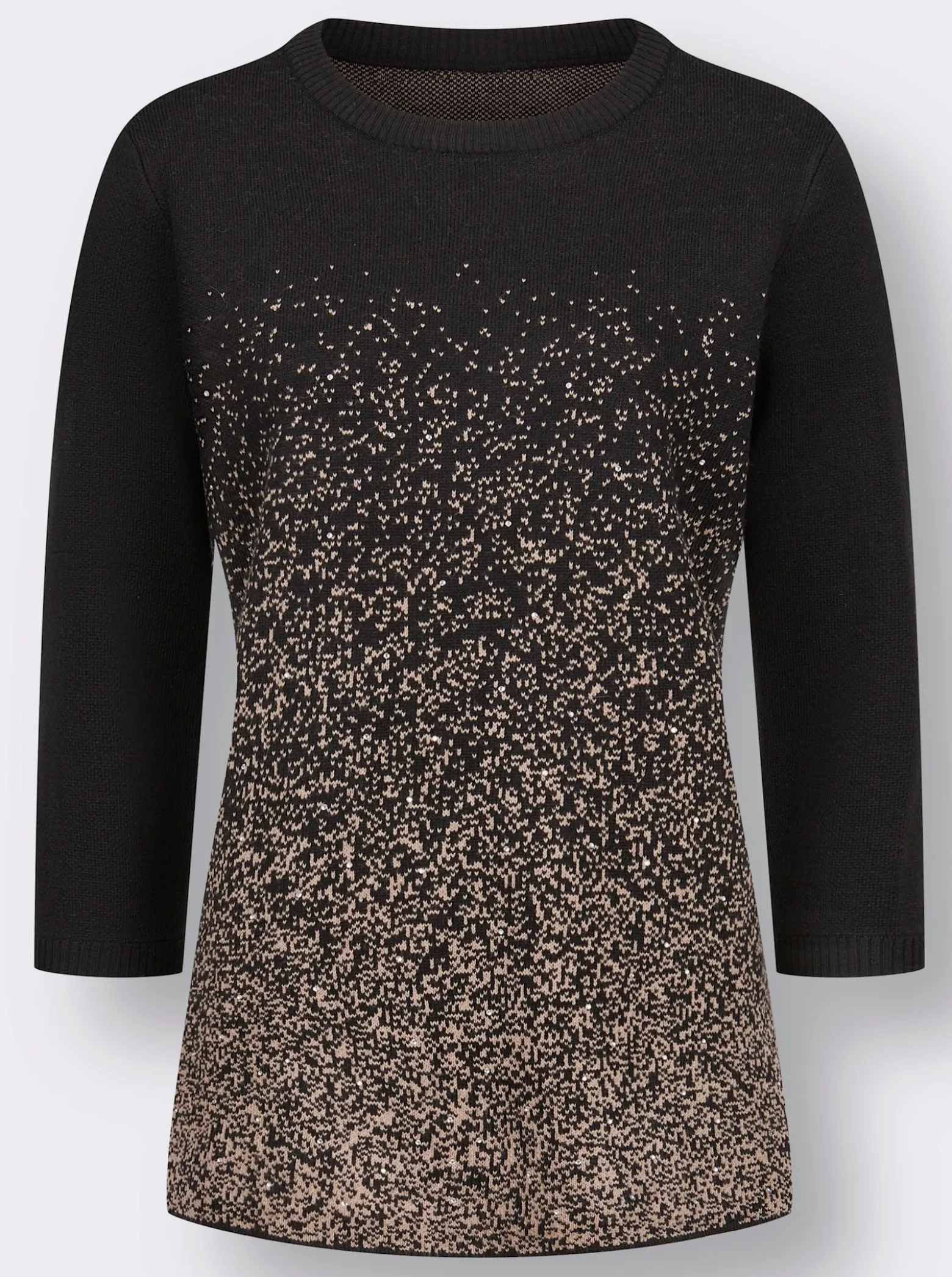 3/4-Arm-Pullover mit Glitzersteinchen