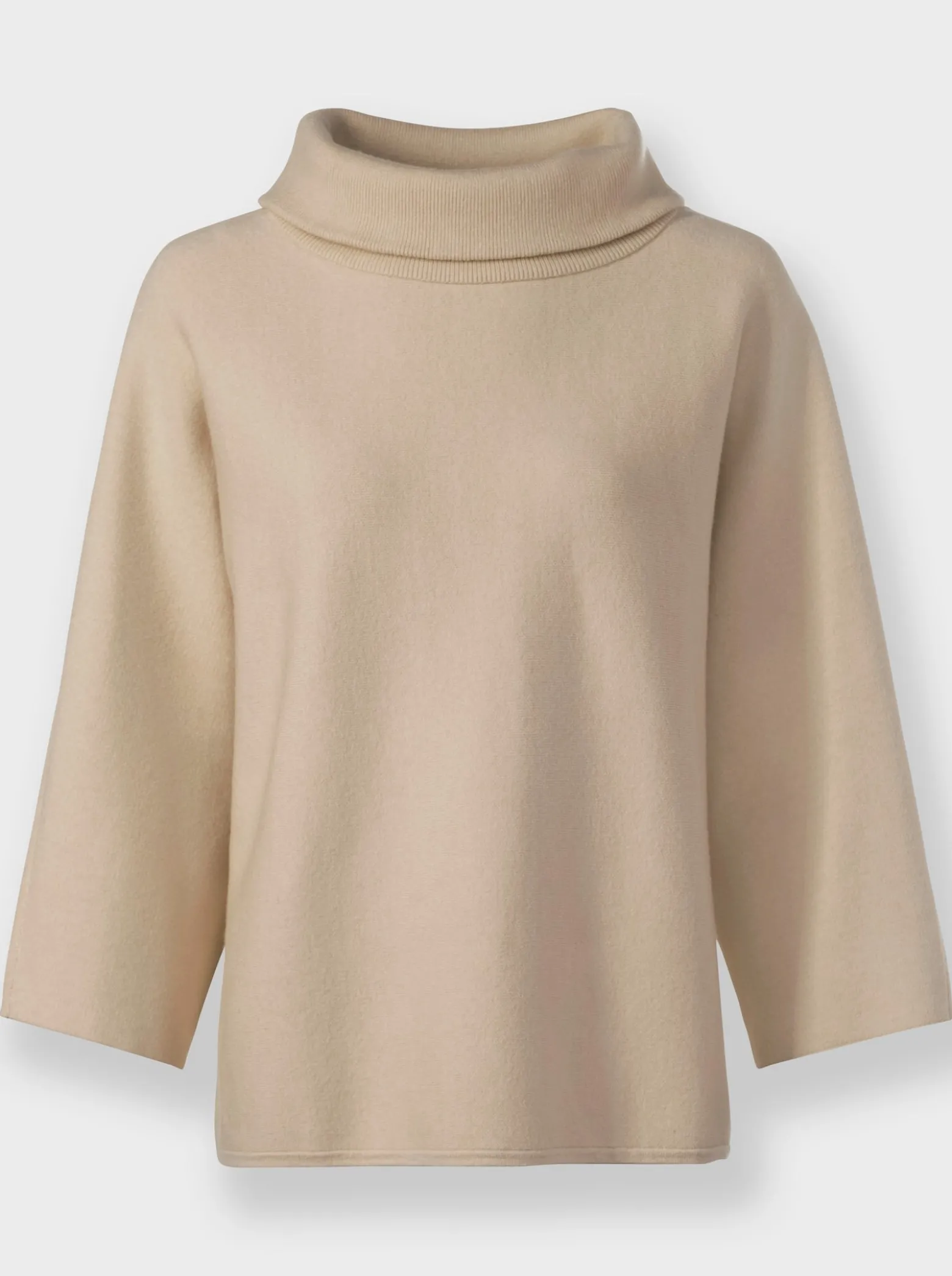 3/4-Arm-Pullover mit halsfernem Rollkragen