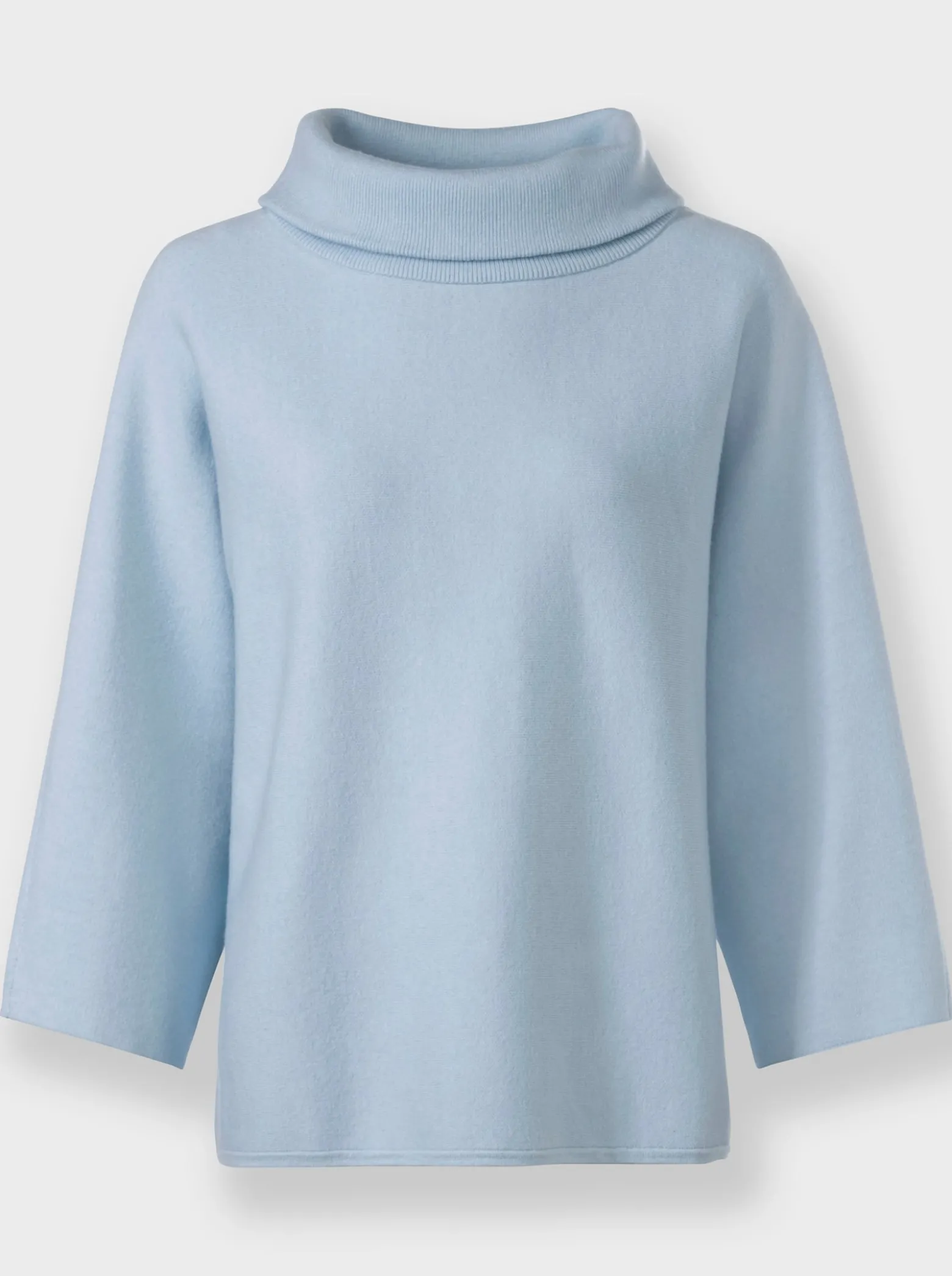 3/4-Arm-Pullover mit halsfernem Rollkragen