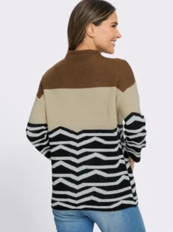 3/4-Arm-Pullover mit Jaquardmuster