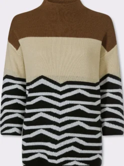 3/4-Arm-Pullover mit Jaquardmuster