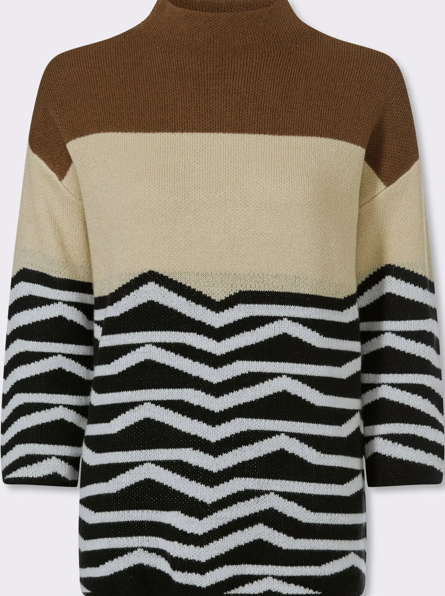 3/4-Arm-Pullover mit Jaquardmuster