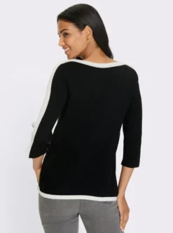 3/4-Arm-Pullover mit kontrastfarbenen Details